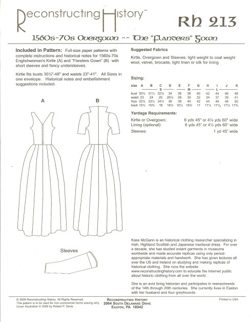 RH213: 1560S-70S OVERGOWN - THE 'FLANDERS' GOWN