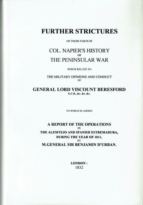 Author Anon General Lord Viscount Beresford D Urban Major General Sir Benjamin Napier William Lieut Col